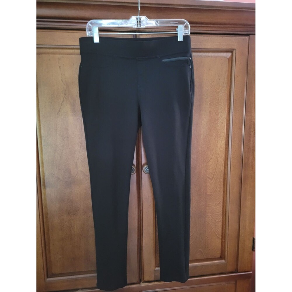 DKNY Black Straight-Leg Ponte Pants with Zip Pocket